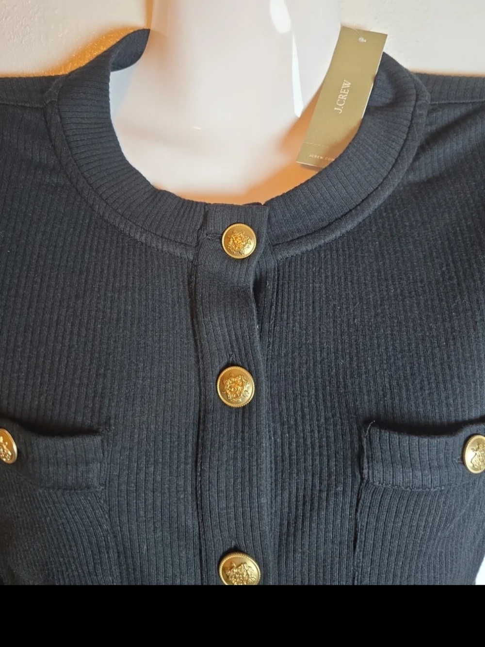 NWT! J.Crew ribbed classy sweater with gold tone buttons RETAIL $80 - Picture 2 of 6
